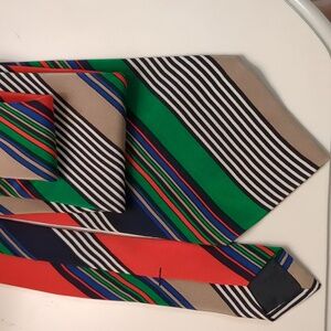 Vintage 60s I Magnin By Richel Silk Tie Mid Century Neckwear Bold Stripe Red